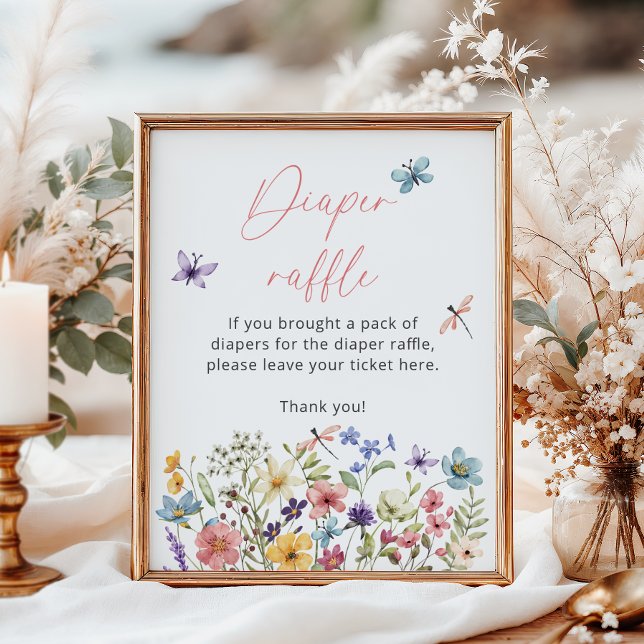 Wildblomma Butterfly Baby Shower Diaper raffle Poster (Skapare uppladdad)