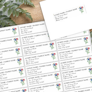 Wildblomma Charm 30 Blommigt Bröllop Guest Adress Klistermärken