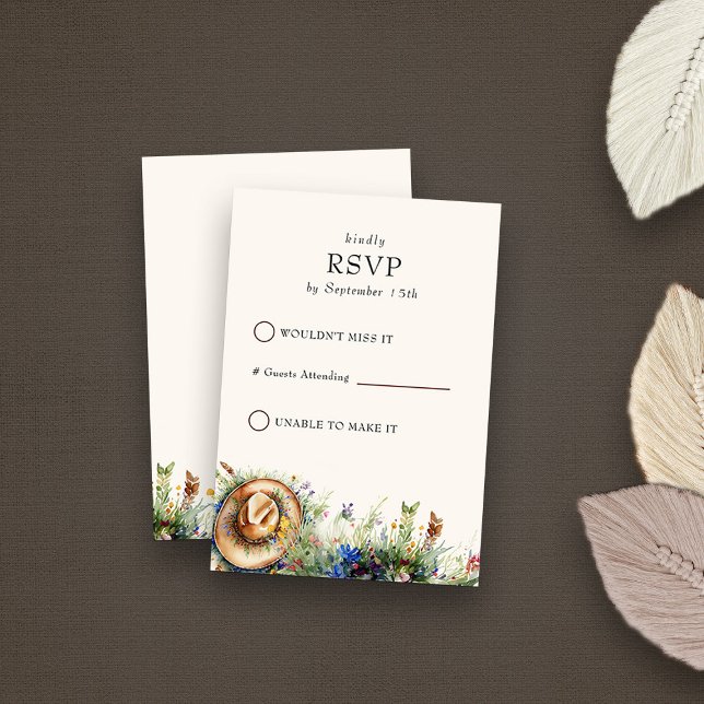 Wildblomma Cowgirl Rustic Blommigt Simple OSA Kort (Simple RSVP Cards from my Wildflower Cowgirl Hat Quinceanera Collection
)
