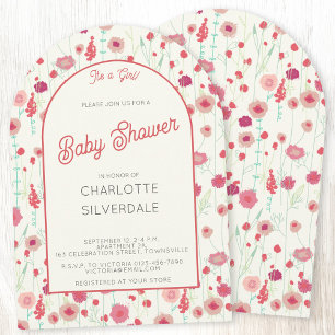 Wildblomma Det är en flicka Baby Shower Inbjudningar