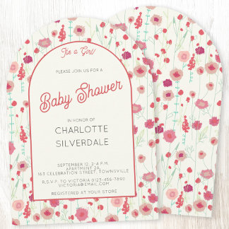 Wildblomma Det är en flicka Baby Shower Inbjudningar