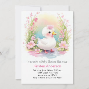 Wildblomma Duckling Enchanted Girl Baby Shower Inbjudningar