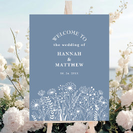 Wildblomma Dusty Blue Boho Bröllop Välkommen Poster