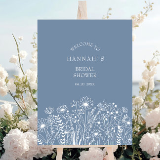 Wildblomma Dusty Blue Boho Möhippa Välkommen Poster