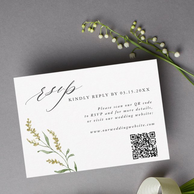 Wildblomma Elegant bröllop QR-kod OSA Kort (Skapare uppladdad)