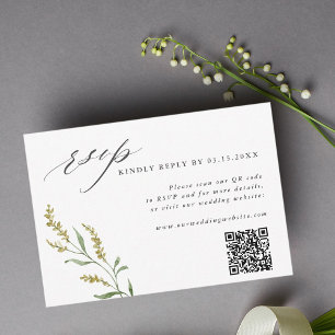 Wildblomma Elegant bröllop QR-kod OSA Kort