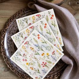 Wildblomma Elegant Rustic Watercolor Baby Shower Pappersservett