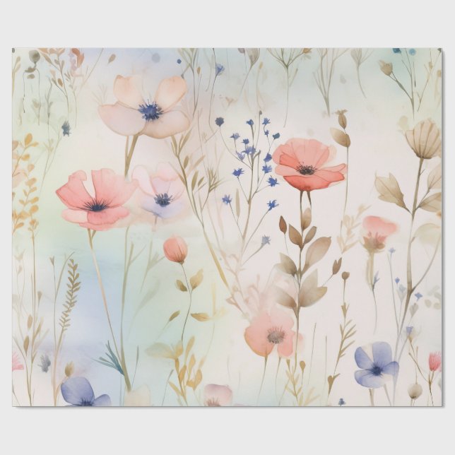 Wildblomma Fairy Blommigt Wrapping Papper Presentpapper (Platt)