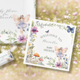 Wildblomma Fairy Garden Butterfly Flicka Shower Pappersservett
