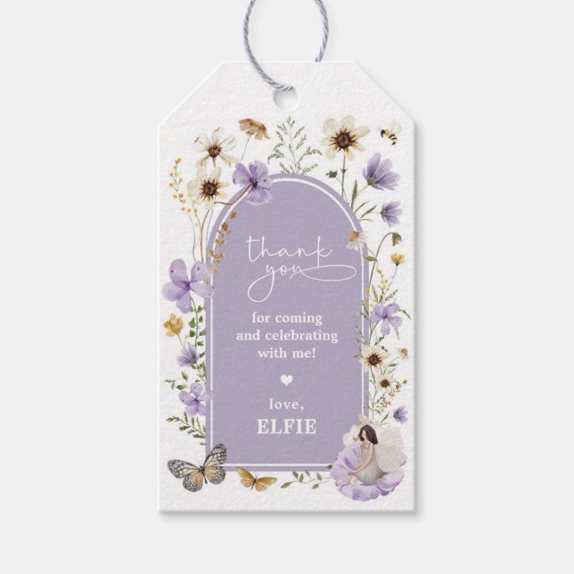 Wildblomma Fairy Lavender Garden Birthday Favors Presentetikett (Framsidan)