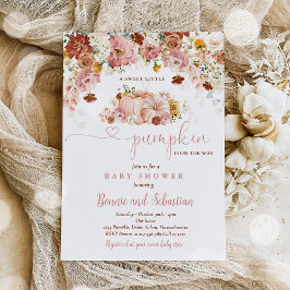 Wildblomma Fall Blommigt Rustic Pumpkin Baby Showe Inbjudningar