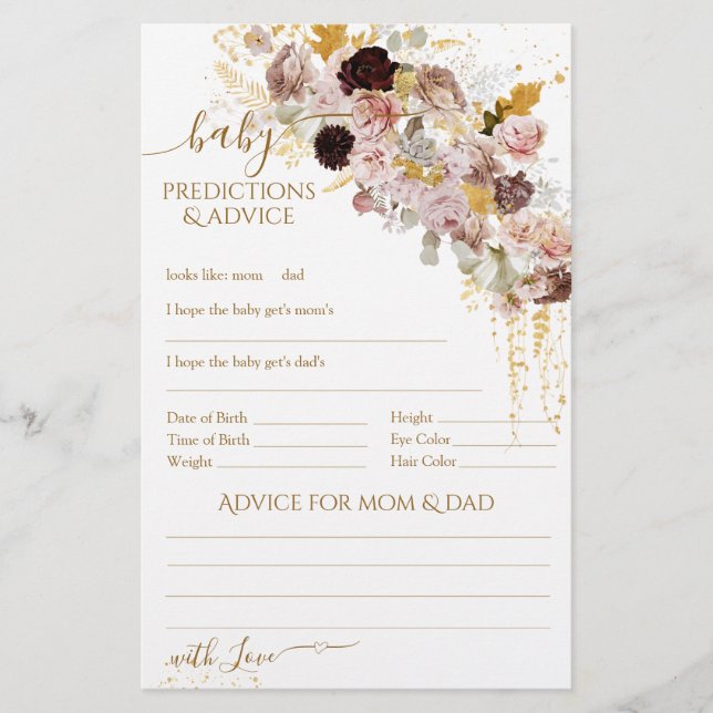 Wildblomma Fall Elegant Baby Shower-spel (Framsida)