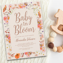 Wildblomma Fall Girl Baby Shower Inbjudningar