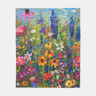Wildblomma fält Akrylmålning Fleecefilt
