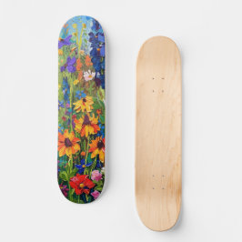 Wildblomma fält Akrylmålning Mini Skateboard Bräda 18,5 Cm