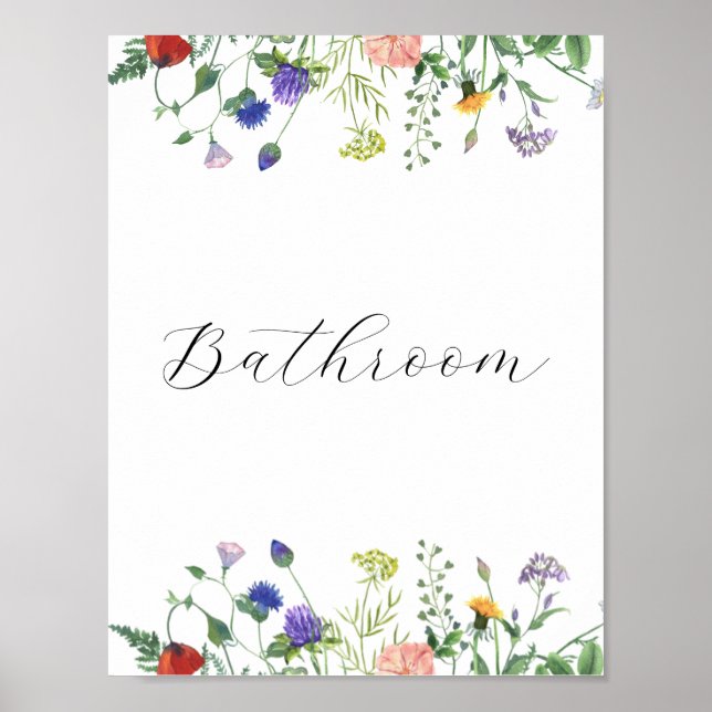 Wildblomma Fält Bathroom-tecken Poster (Framsidan)