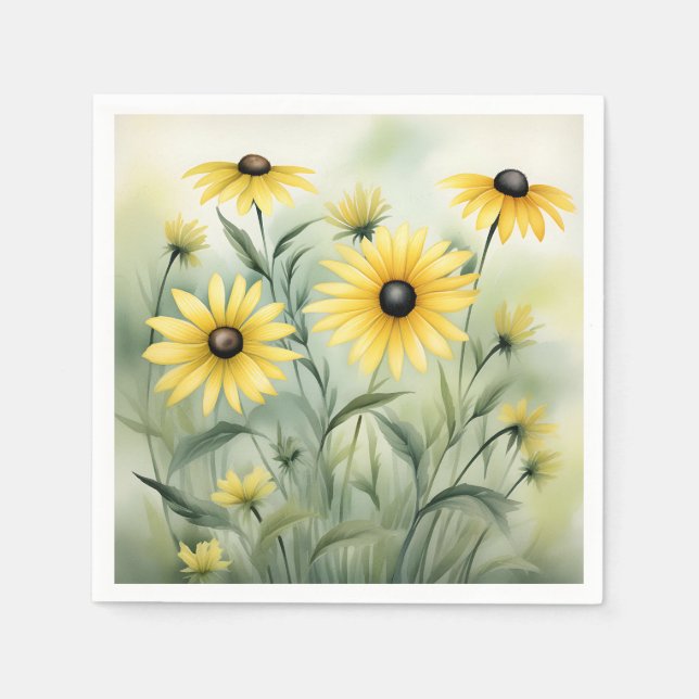 Wildblomma Fält med Black Eyed Susans Pappersservett (Framsidan)