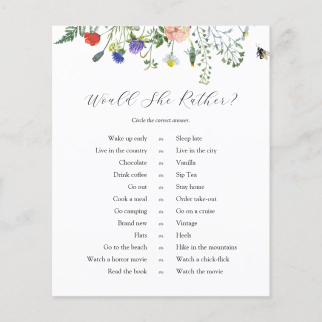 Wildblomma Fält och bin skulle hon hellre leka (Framsida)