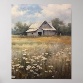 Wildblomma Fält Oljemålning Poster