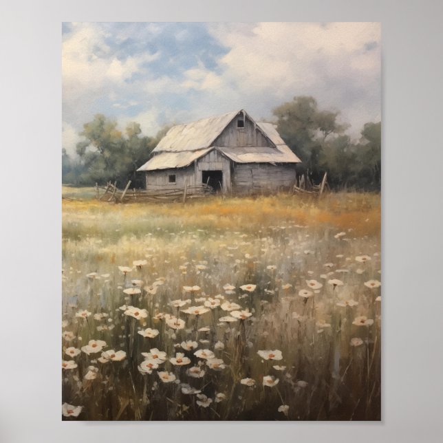 Wildblomma Fält Oljemålning Poster (Framsidan)