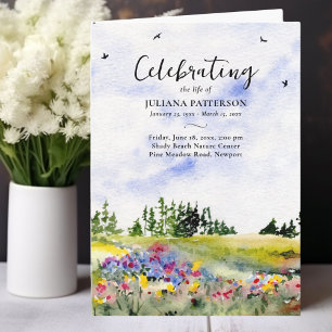 Wildblomma Fält Photo Firande of Life Funeral Program
