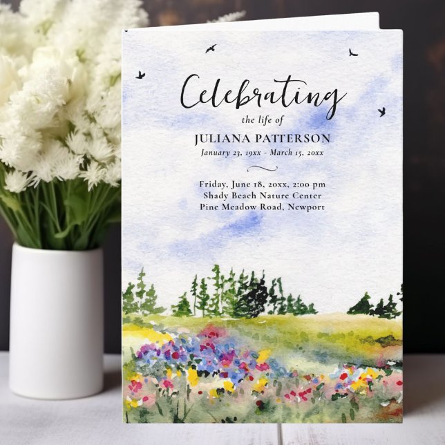 Wildblomma Fält Photo Firande of Life Funeral Program (Skapare uppladdad)