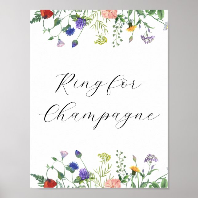 Wildblomma Fält Ring för Champagne-tecken Poster (Framsidan)