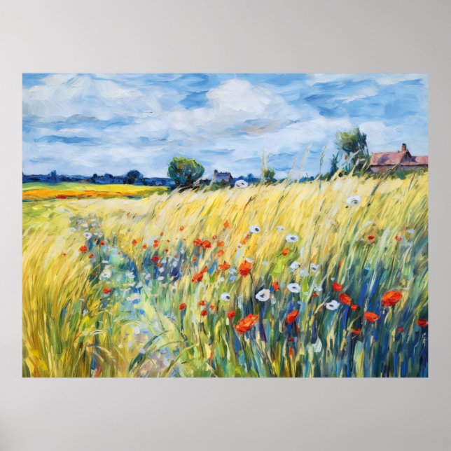 Wildblomma Fält vid Havel River Poster (Framsidan)