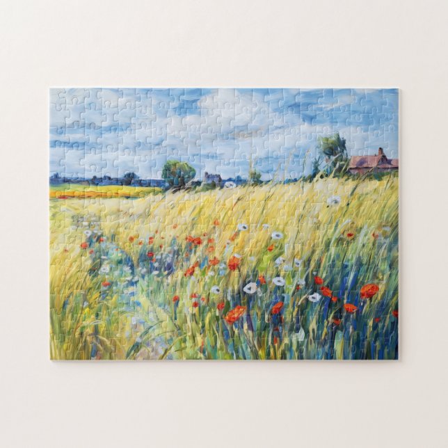 Wildblomma Fält vid Havel River Pussel (Horisontell)