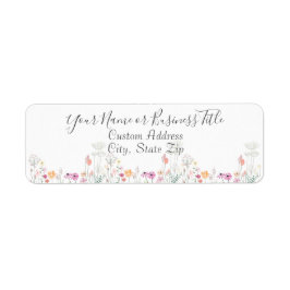 Wildblomma Fält Watercolor Teckning Returadress Etikett