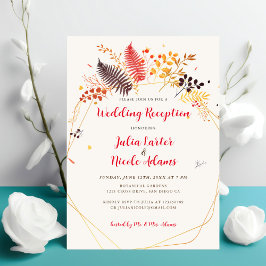 Wildblomma Fern Mushroom Foliage Wedding Reception Inbjudningar