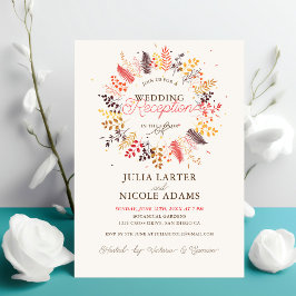 Wildblomma Fern Mushroom Foliage Wedding Reception Inbjudningar
