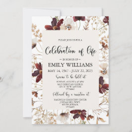 Wildblomma Firande i livets begravning Inbjudningar