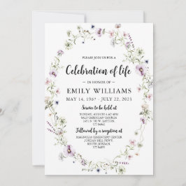 Wildblomma Firande i livets begravning Inbjudningar