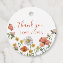 Wildblomma First Birthday Tack Gåvor Etiketter