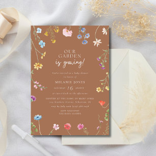 Wildblomma Flicka Baby Shower Inbjudningar