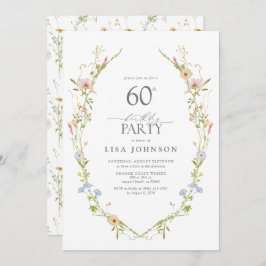 Wildblomma Garden 60:e Födelsedagsfesten Watercolo Inbjudningar