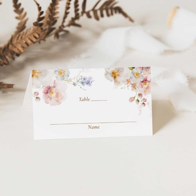 Wildblomma Garden Baby Shower med vikt Placeringskort (Wildflower Baby Shower Place Card)