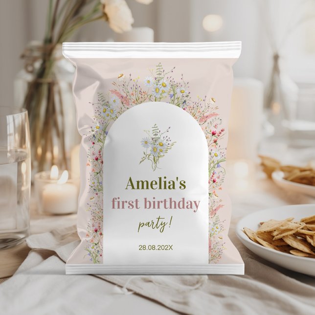 Wildblomma Garden Girl Birthday Chip Bag Wrapper Reklamblad (Skapare uppladdad)