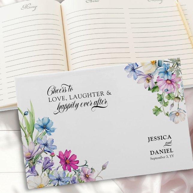 Wildblomma Garden lyckligtvis efter Bröllop Gästböcker (Wedding Guest Book from the Wildflower Garden Wedding Collection by Darling & May)