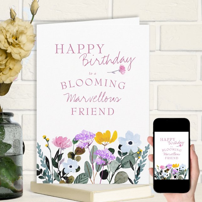 Wildblomma Gräns Blooming Marvelous Birthday Kort (Skapare uppladdad)