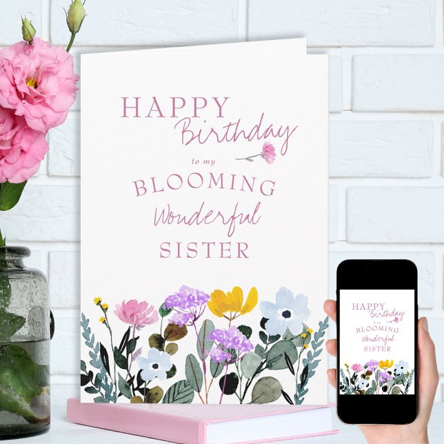 Wildblomma Gräns Blooming Wonderful Birthday Kort (Skapare uppladdad)