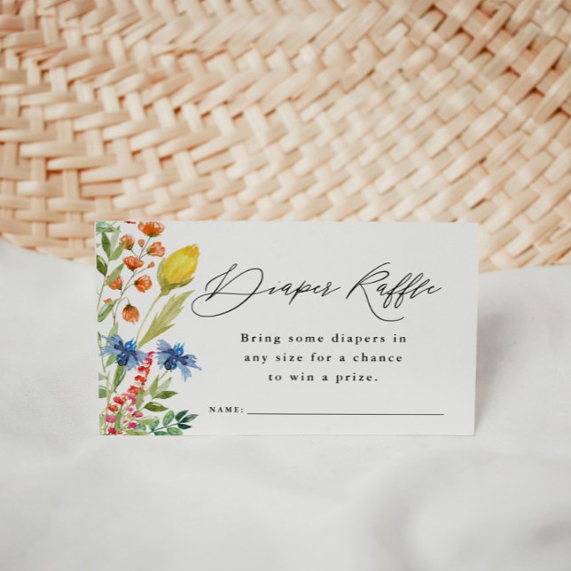 Wildblomma Gräns Diaper Raffle Biljett Baby Shower Tilläggskort (Skapare uppladdad)