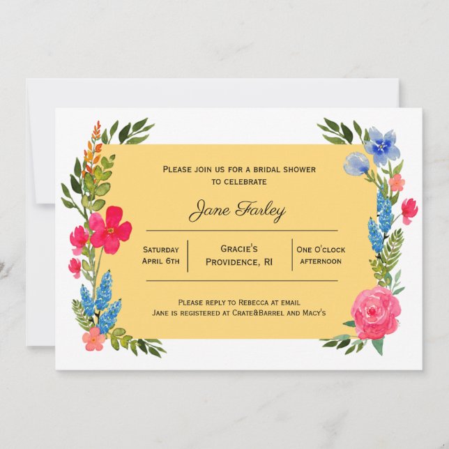 Wildblomma Gräns med inbjudan till gult (Framsida)