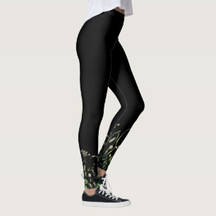 Wildblomma Gräns på Black Leggings