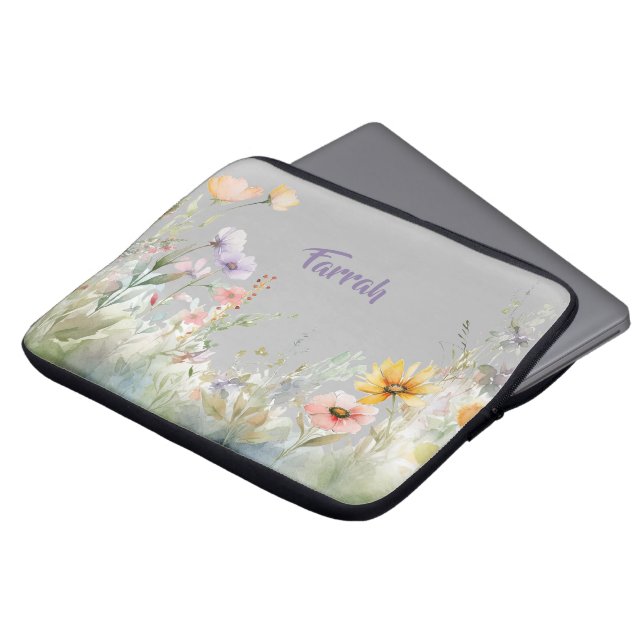 Wildblomma Gräns Personlig Laptop Fodral (Framsida topp)