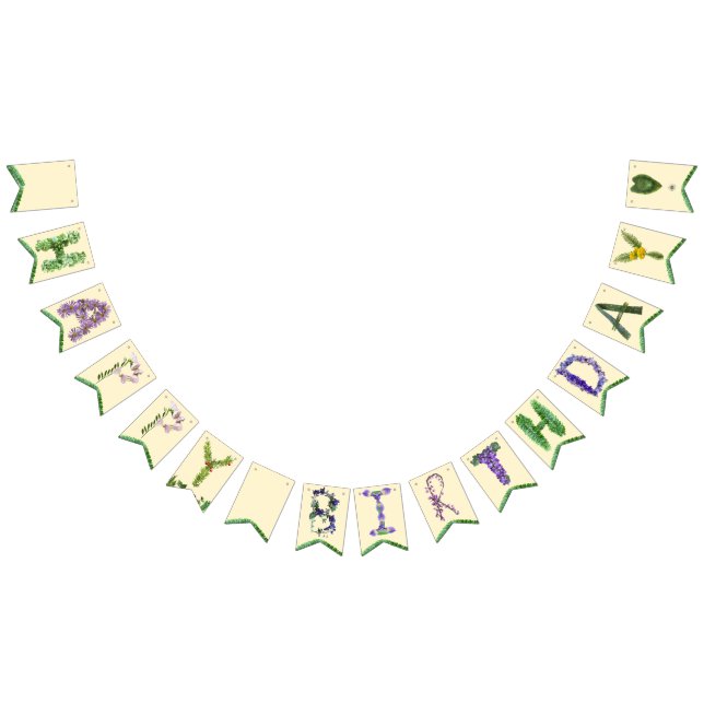 Wildblomma Grattis på födelsedagen Banner Vimplar (Alla)