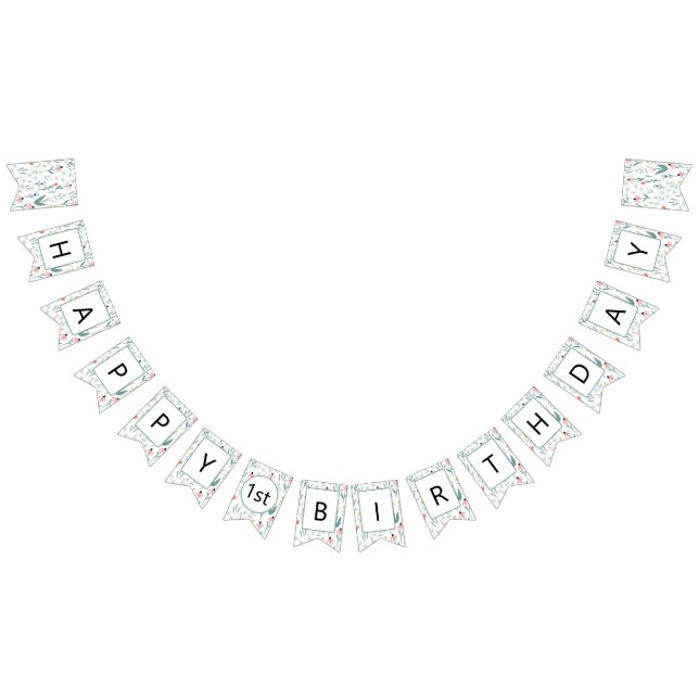 Wildblomma Grattis på födelsedagen Banner Vimplar (Alla)