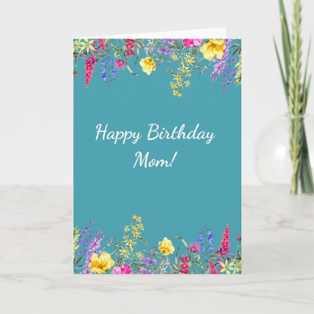 Wildblomma Grattis på födelsedagen Mamma-kort Kort (Framsida)