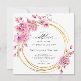 Wildblomma Guld Circles Rosa Boho Flicka Shower Inbjudningar